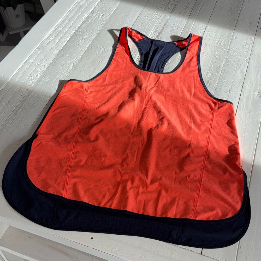 Lulu lemon Women's Orange and Black Pump It Up Tank Light Flare / Inkwell Sz 10